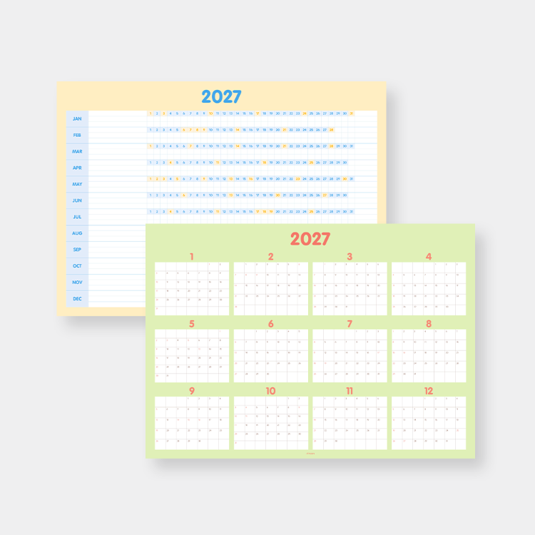 리훈 공식 스토어 2027 다이어리/달력 공개 이미지. 벽달력·탁상달력·스티커북.