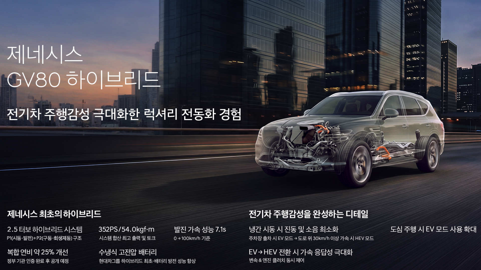 2.5 터보 하이브리드와 수냉식 배터리 구조 / 출처: 현대자동차그룹