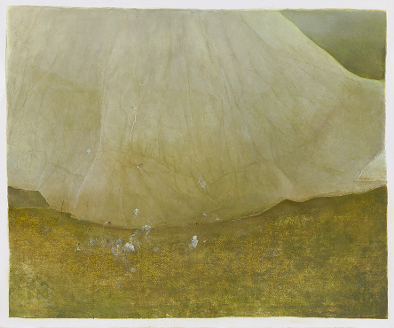 이해민선, 〈바깥〉, 2026, 인화지 위에 아크릴릭, 150×180 cm. 작가 제공. 사진: 김익현. 같은 작가의 인화지 작업, 같은 인화지 위에 아크릴릭.