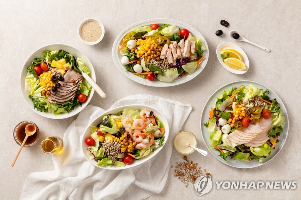 채소와 고기, 새우가 담긴 샐러드 / 출처: 연합뉴스 / 혈관 속 적혈구 일러스트 / 출처: 연합뉴스